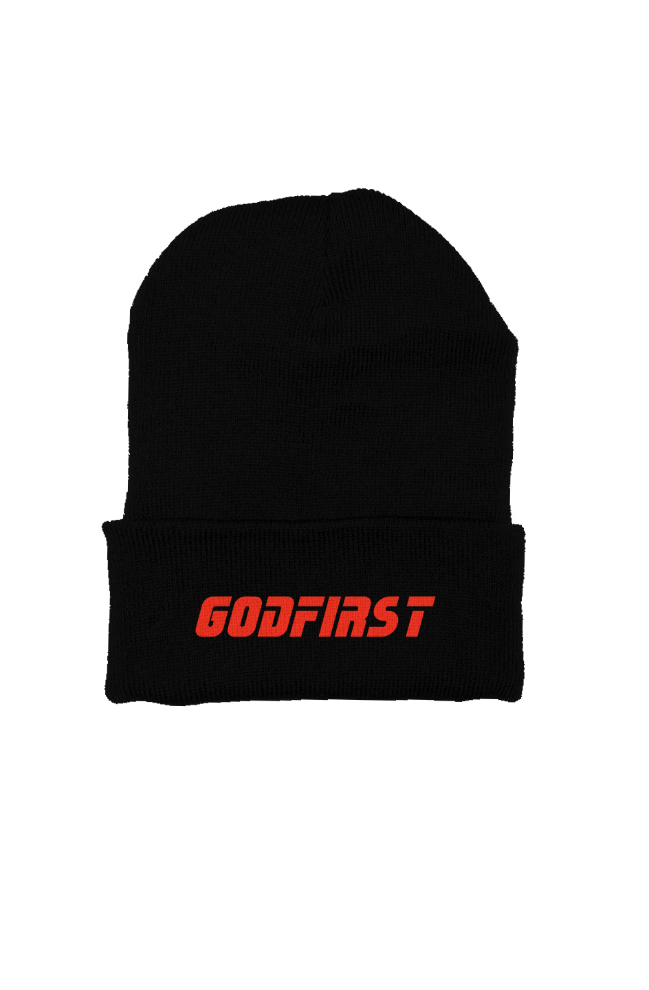 Godfirst Faithful Beanie - Black with Red Stitching