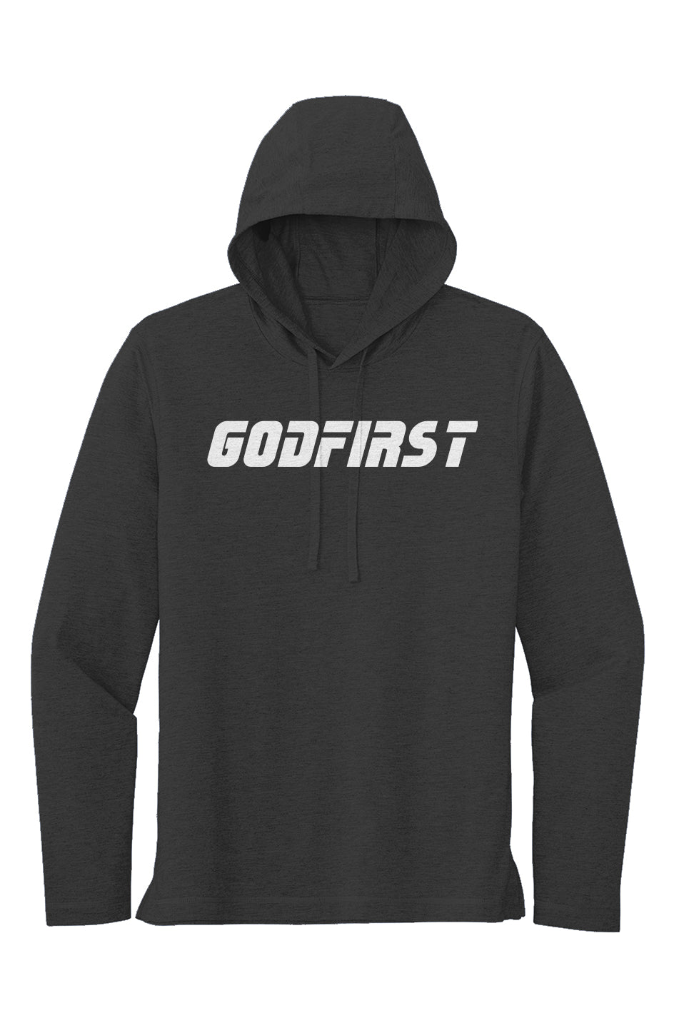 GodFirst Champion's Light: (White logo) Faith-Inspired Long Sleeve Fitness Hoodie