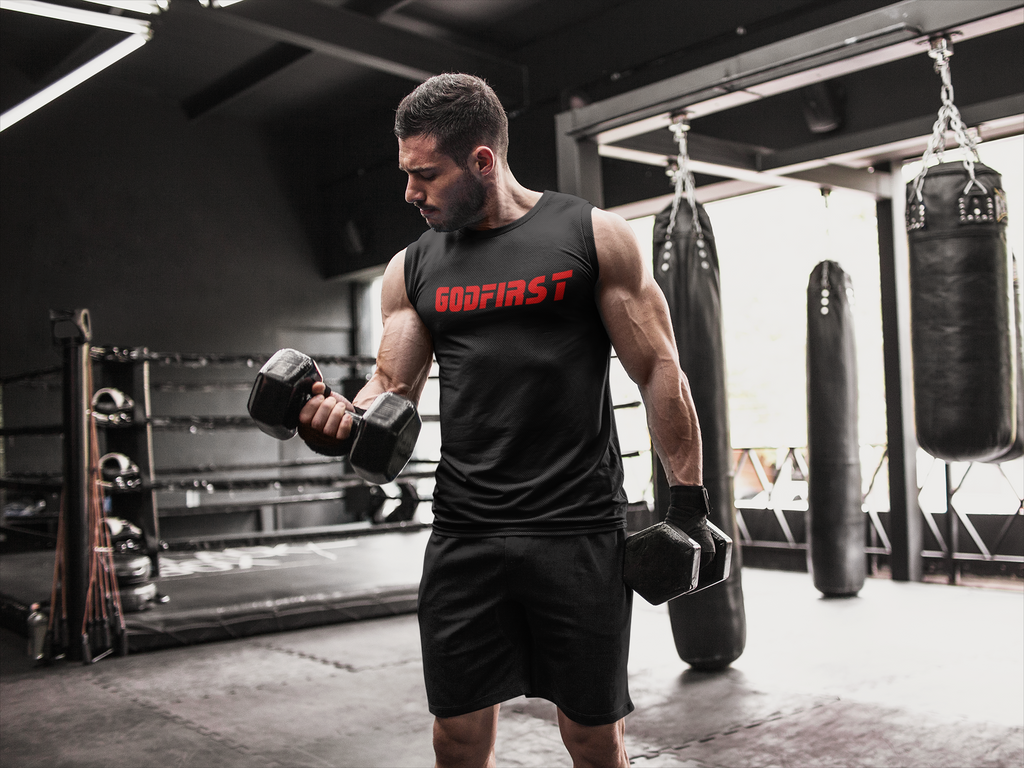 Combat Core Fighter Muscle Tank - (Black/Red)